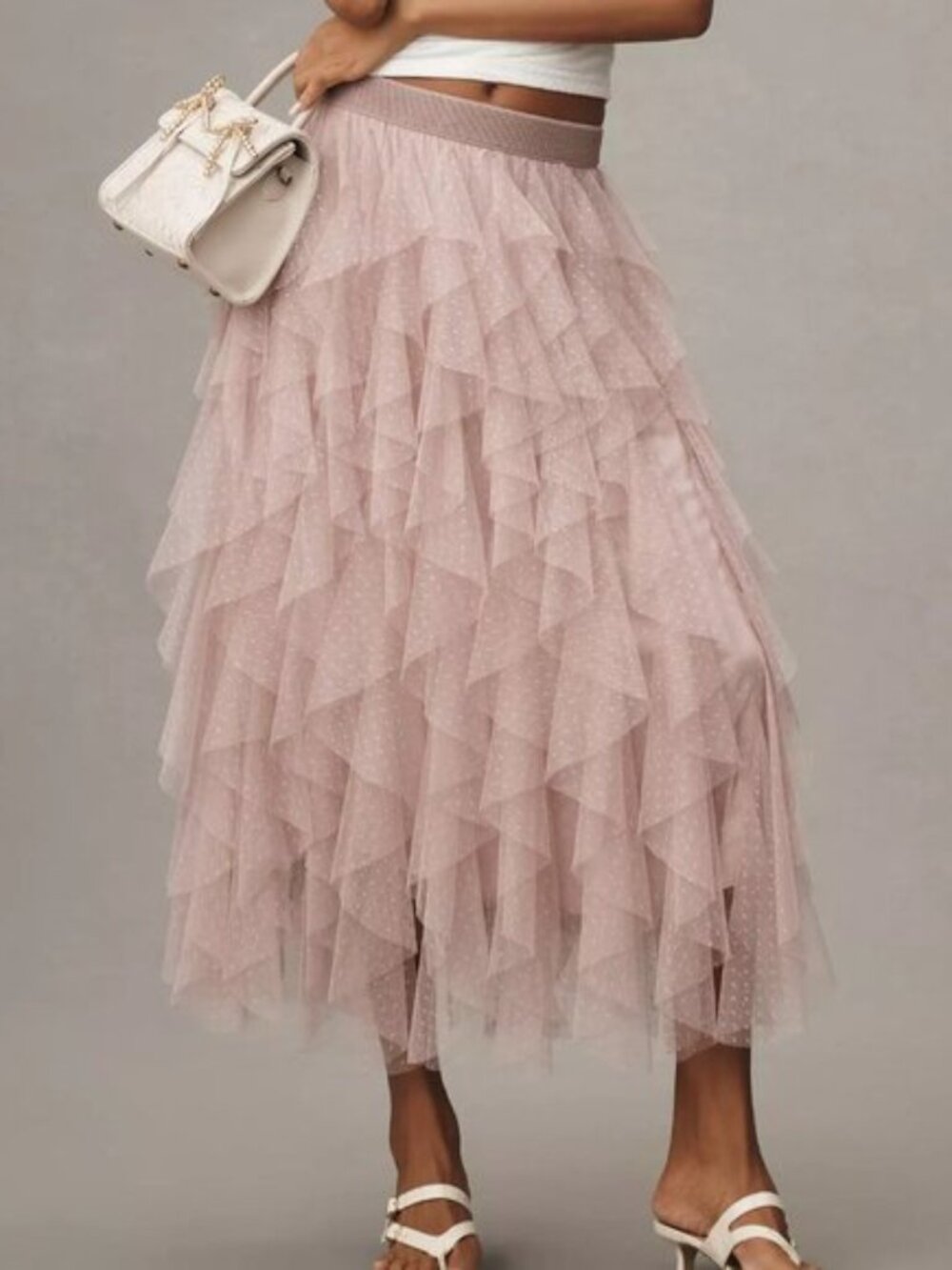 The Chéri Ruffled Tulle Midi Skirt by Anthropologie